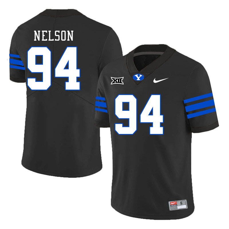 BYU Cougars #94 John Nelson Big 12 Conference College Football Jerseys Stitched Sale-Black